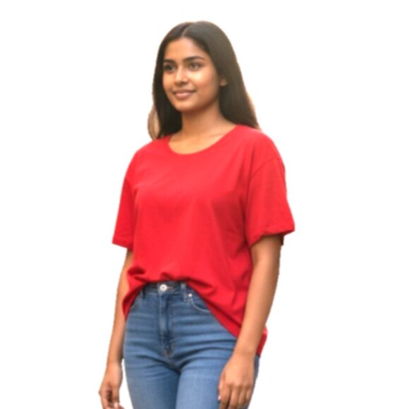 Susan Lawrence Women’s Top Sz 2X Red Scoop Neck Stretch Short Sleeve Blouse - Picture 1 of 12